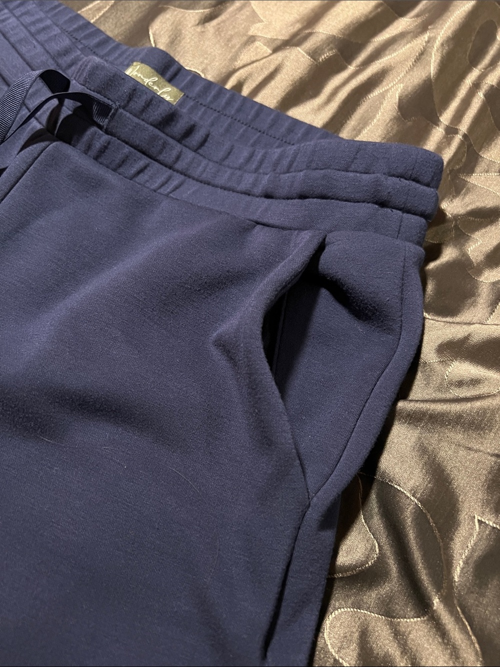 Wonderly Navy Wide Straight Leg Casual Drawstring Lounge Pants Relaxed Women LG - Picture 2 of 12
